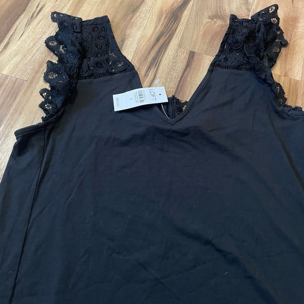 NWT LOFT Simple Little Black Dress With Lace Detail Sz S - Picture 3 of 7